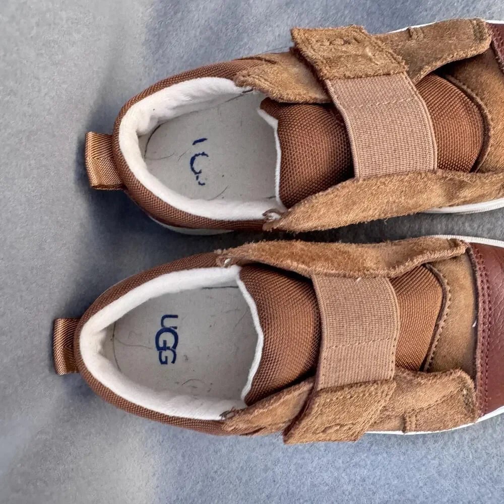 UGG Shoes Kids Size 12 Brown Suede Mesh Hook &‎ Loop Strap Sneakers 1117454T